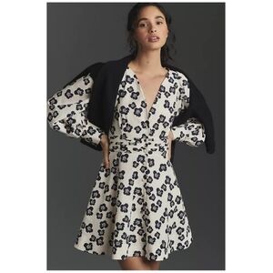 Maeve by Anthropologie V Front and Back Button Up Long Sleeved Mini Dress Size 0